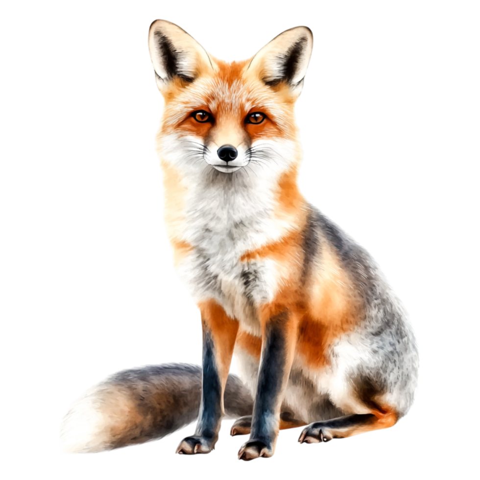 Portrait of a Red Fox Sitting Gracefully in a Natural Setting png