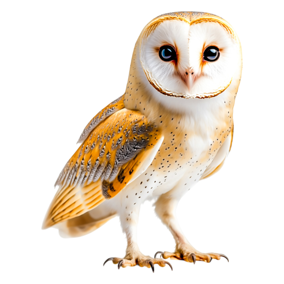Captivating Barn Owl with Bright Eyes and Unique Feather Patterns png