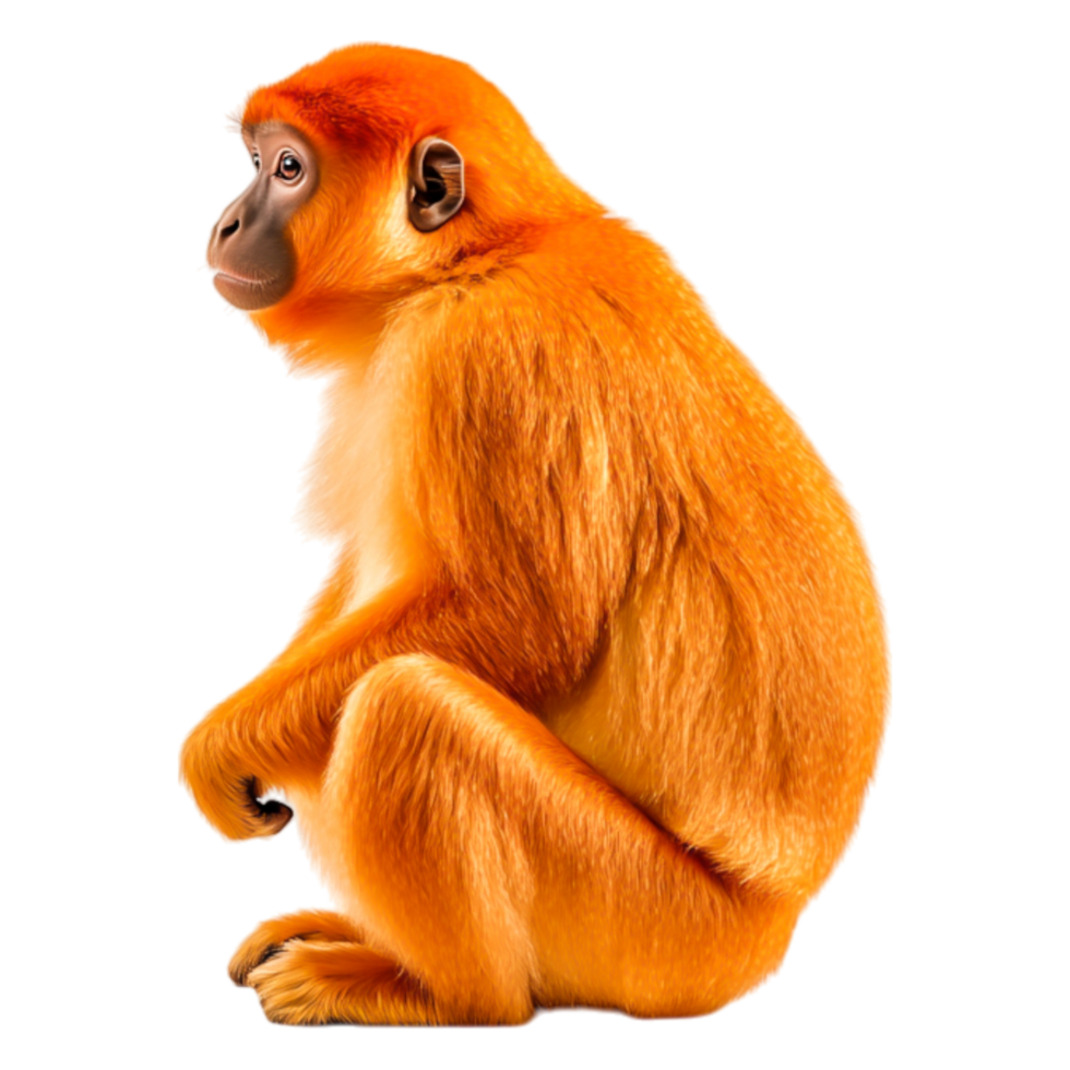 Orange Monkey Sitting in Profile with a Lively Expression png