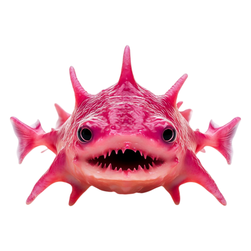 Unique Pink Fish with Quirky Features and Distinct Facial Expression png