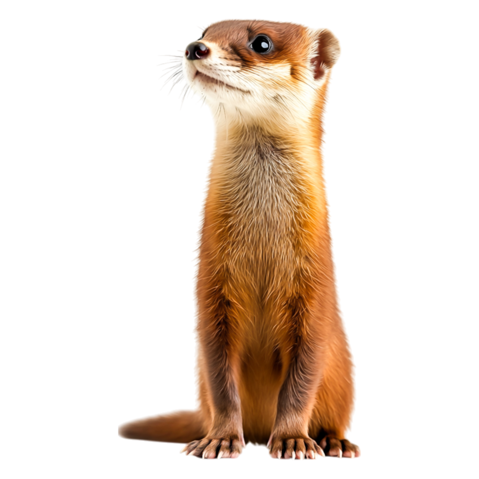 Curious Weasel Standing Upright in Natural Habitat Environment png