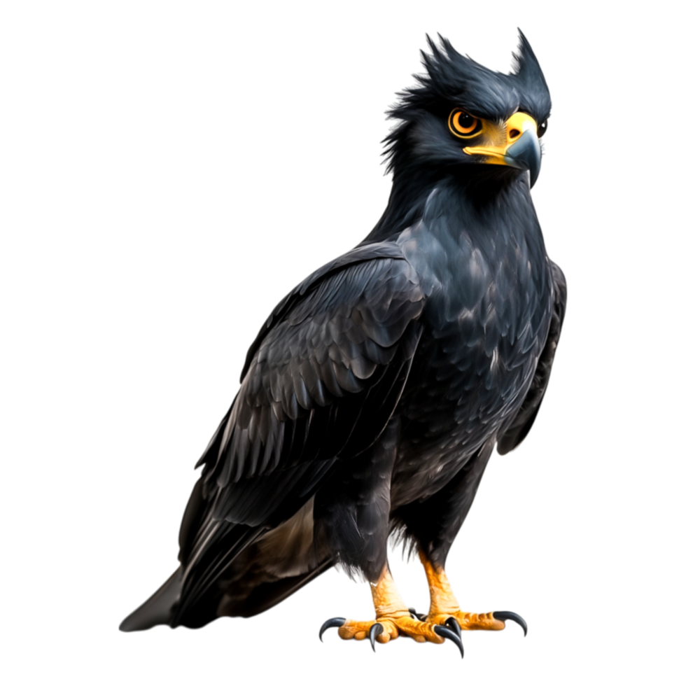 Majestic Black Hawk Perched Poised For Flight In Natural Environment png