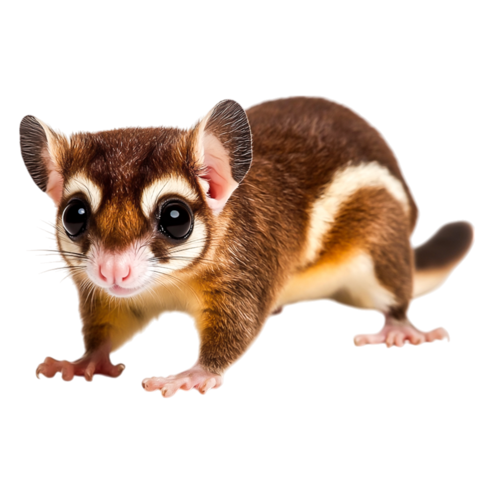 Adorable Sugar Glider with Big Eyes and Fluffy Tail on png