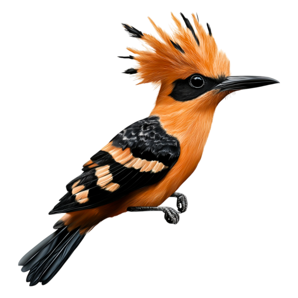 Vibrant Orange Bird with Unique Crest and Striking Patterns png