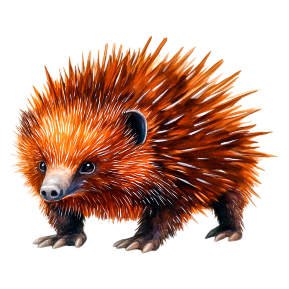 Brown Echidna with Spines Displaying Quirky Features png