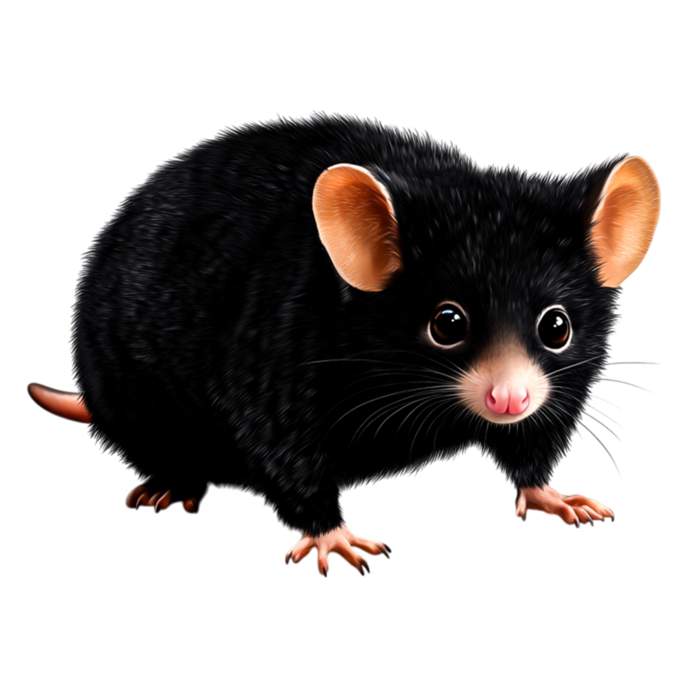 Black Small Creature with Large Ears and Pink Nose on png