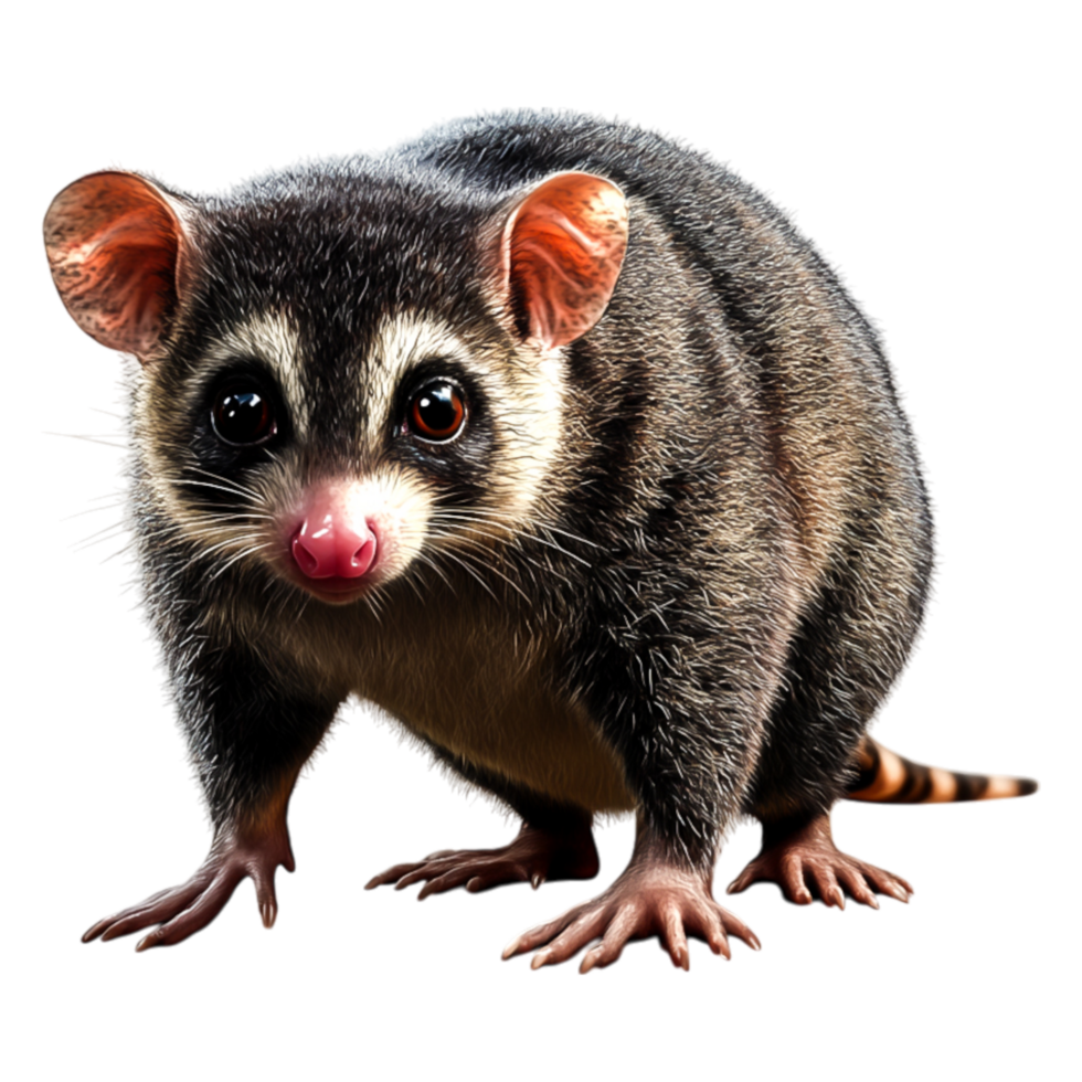 Cute marsupial with striking eyes and furry coat in closeup view png