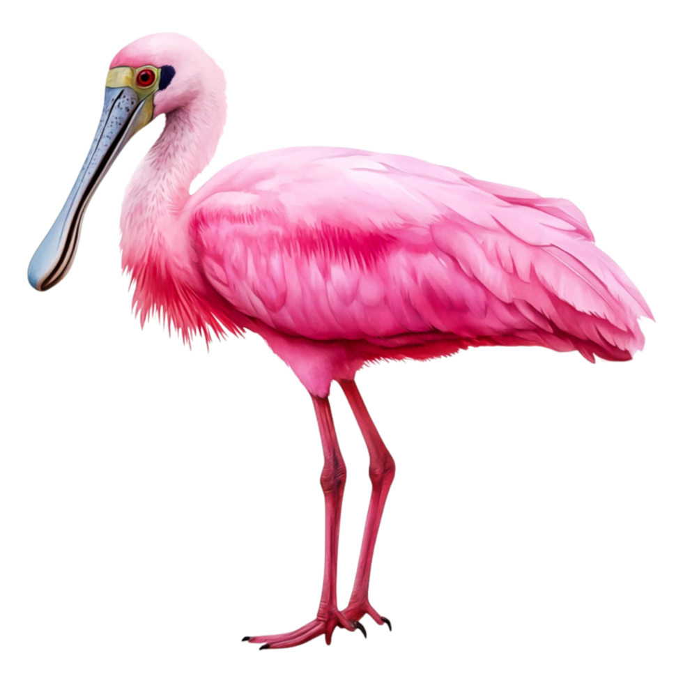 Vibrant Pink Bird Standing Gracefully by the Water's Edge png