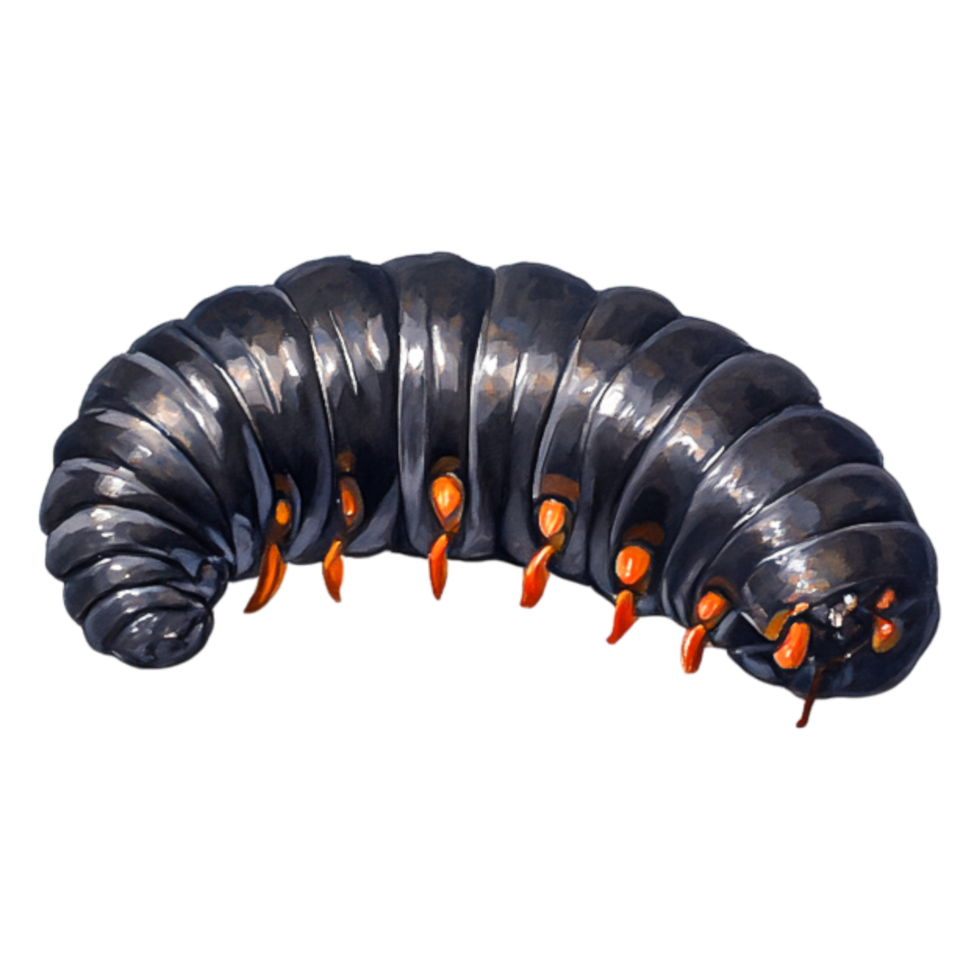 Detailed illustration of a unique caterpillar with bright features png