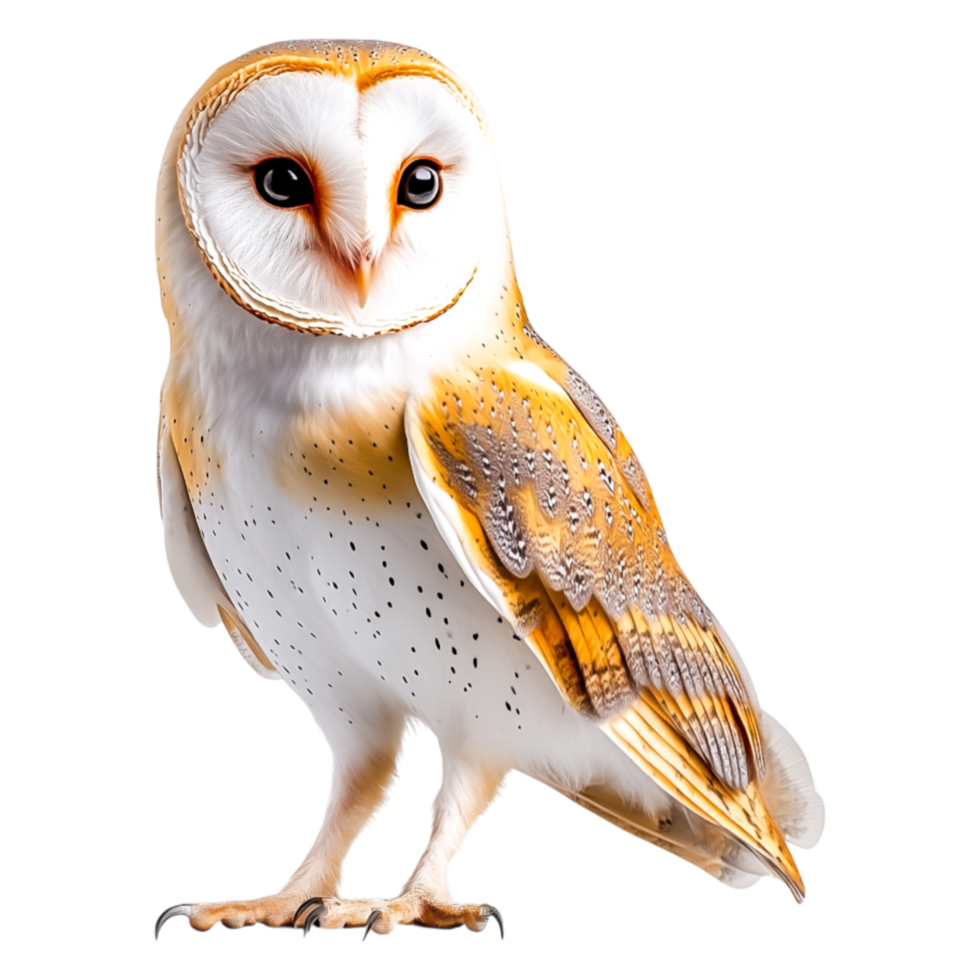 Majestic Barn Owl Perched Elegantly with Striking Feather Patterns png