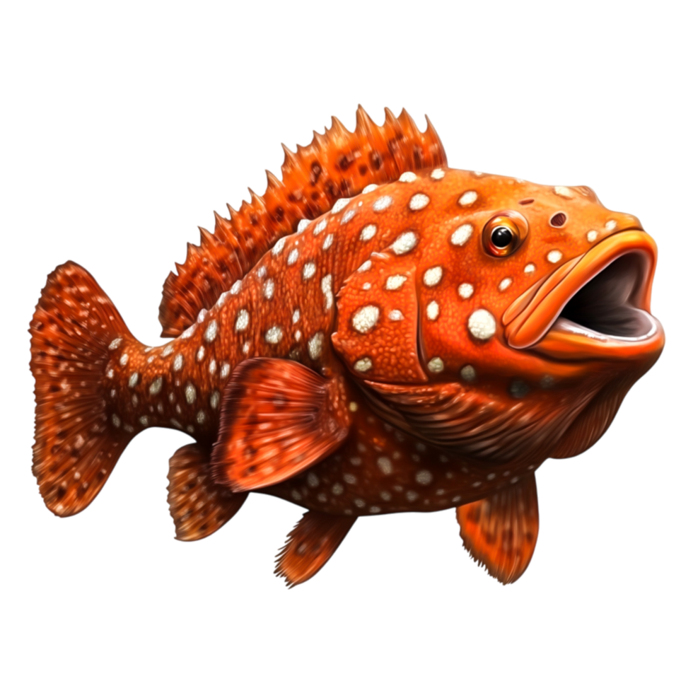Vibrant Orange Spotted Fish with Detailed Texture Swimming Happily png