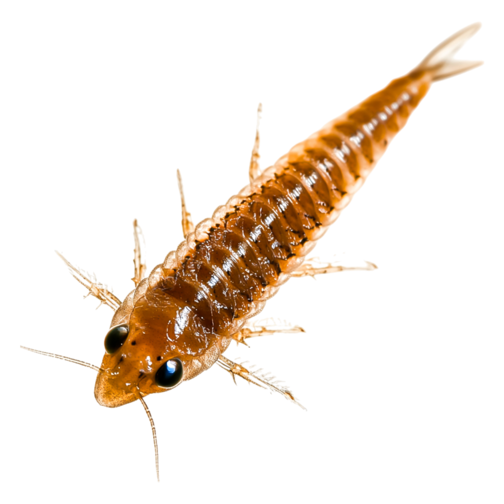 closeup of Brown Freshwater Shrimp Isolated on png