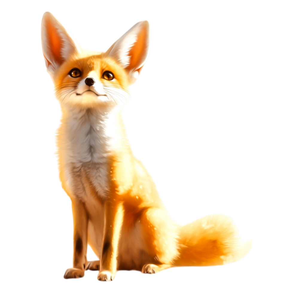 Adorable Fennec Fox with Large Ears and Expressive Face in Sunlight png