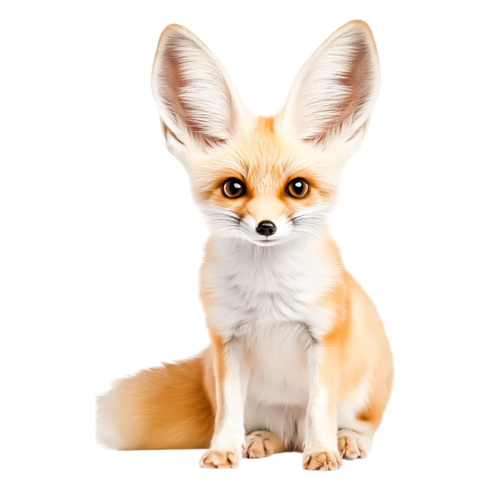 Cute Orange Fox with Large Ears Sitting on png