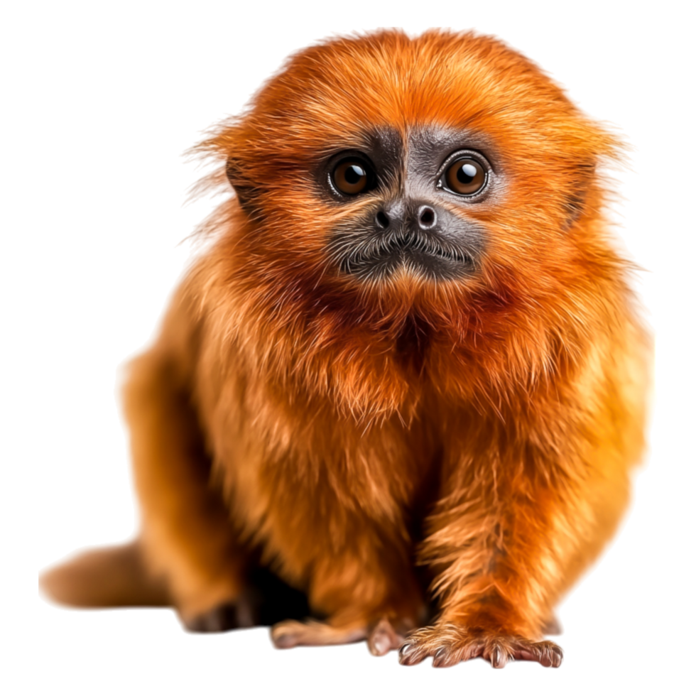 Cute Golden Lion Tamarin Sitting and Looking with Curious Eyes png