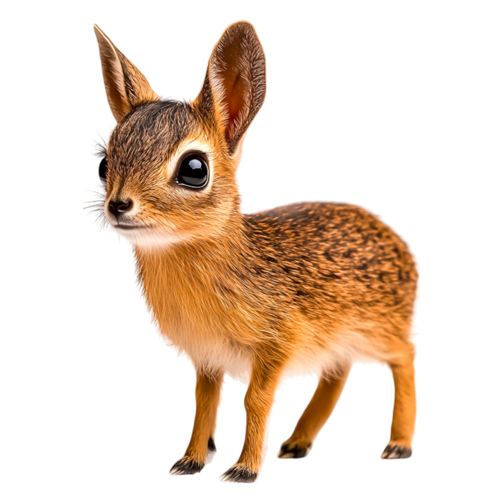 Cute African Dwarf Gazelle Calf with Big Eyes and Fluffy Fur png