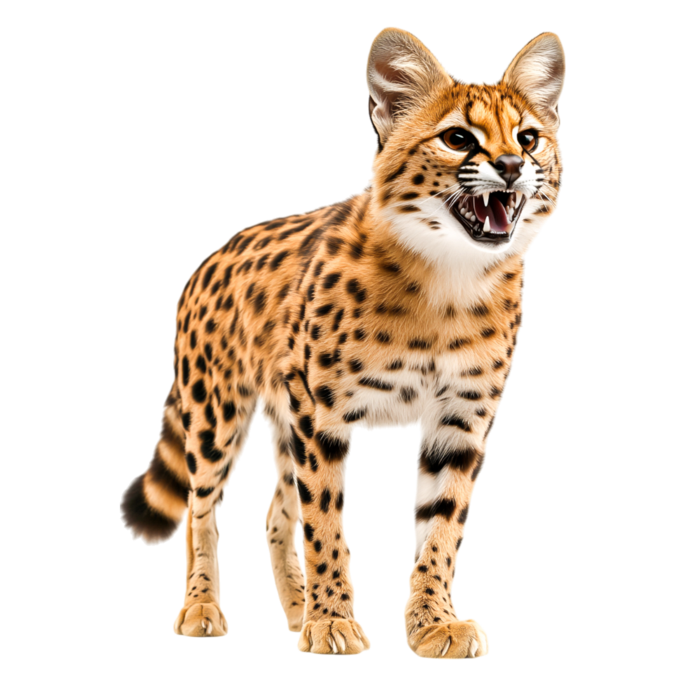 Powerful Serval with Striking Spots and Intense Expression png