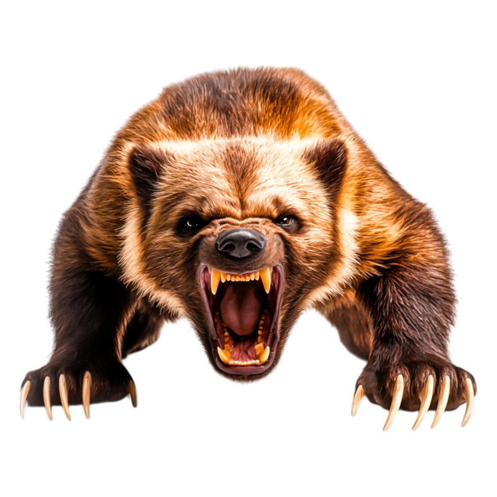 Fierce Wolverine Showing Teeth with Claws in a Dynamic Pose png