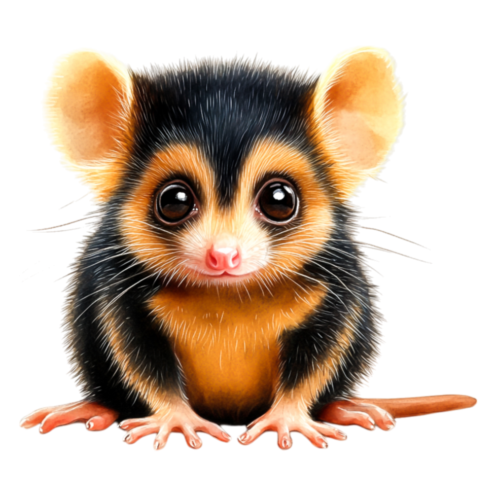 Adorable Small Marsupial with Big Eyes and Fluffy Ears on png