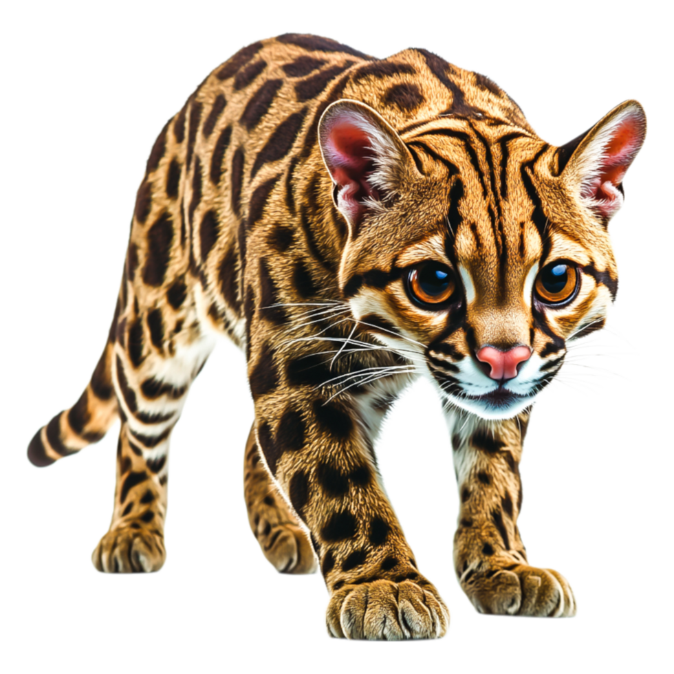 Detailed closeup of a Beautiful Wild Cat With Distinctive Spots png