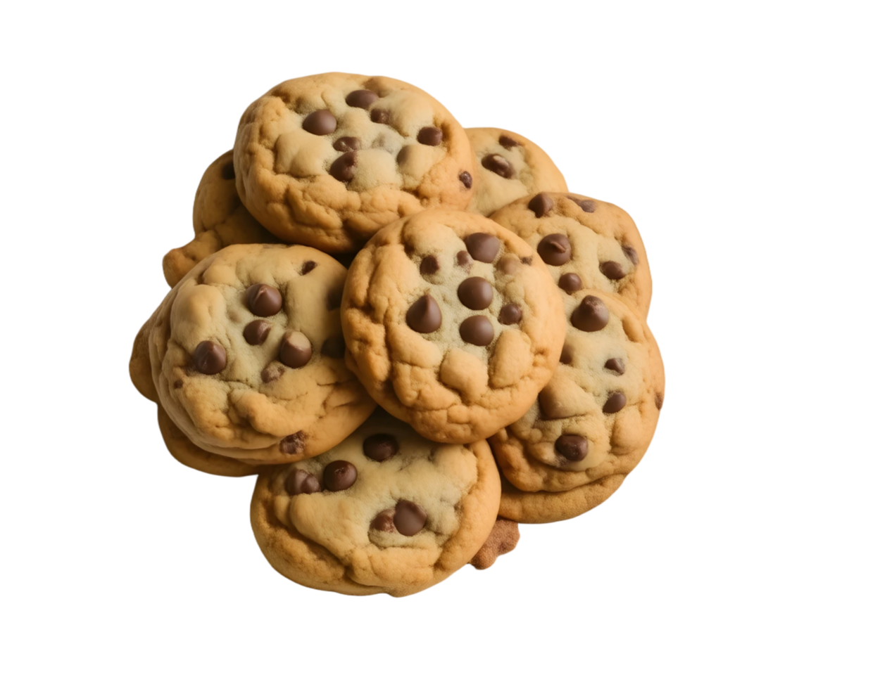 Chocolate chip cookies isolated on a transparent background png