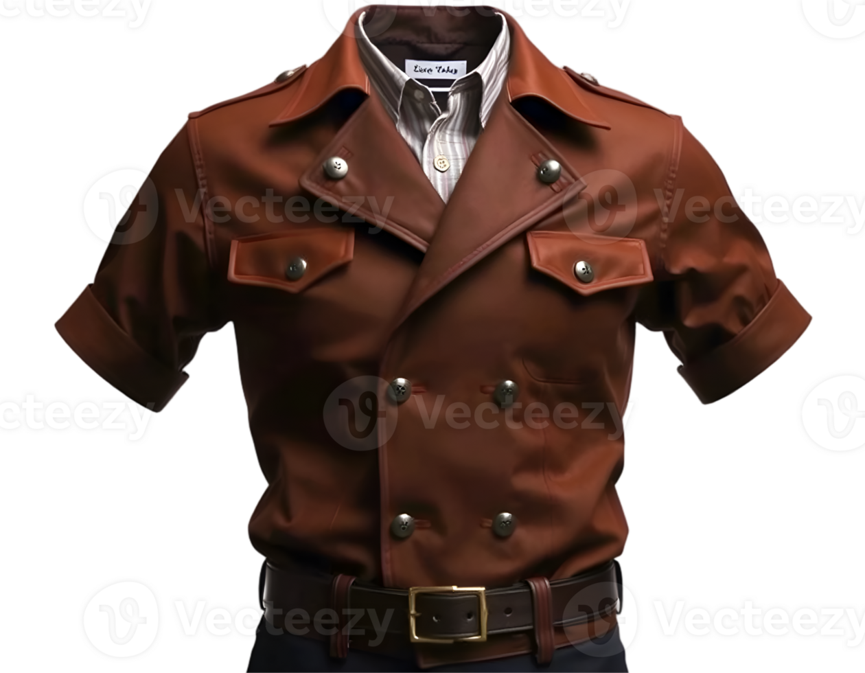 Brown jacket on a mannequin isolated on a transparent background png