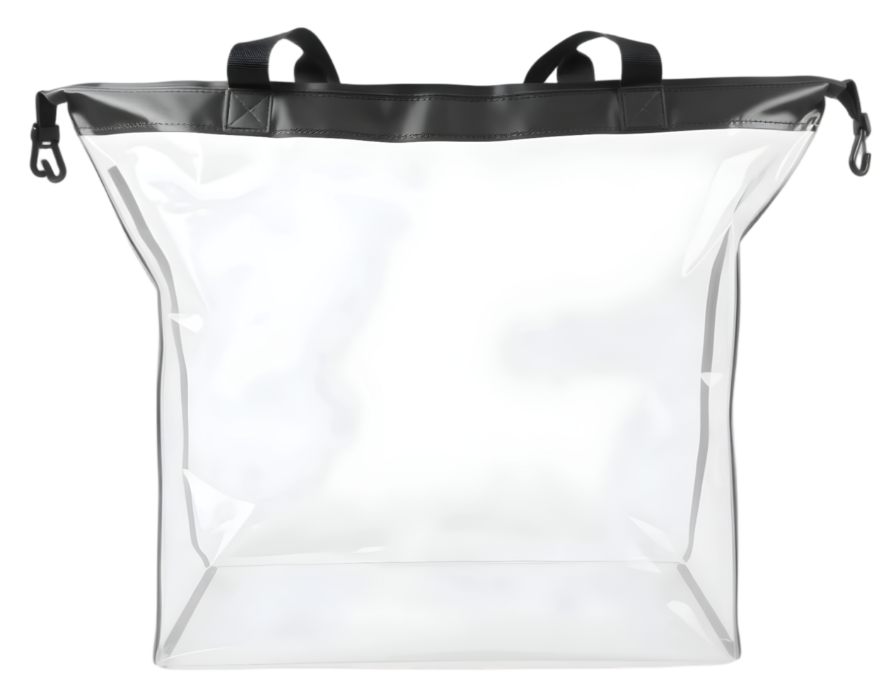 Transparent plastic bag with black handles isolated on a transparent background png