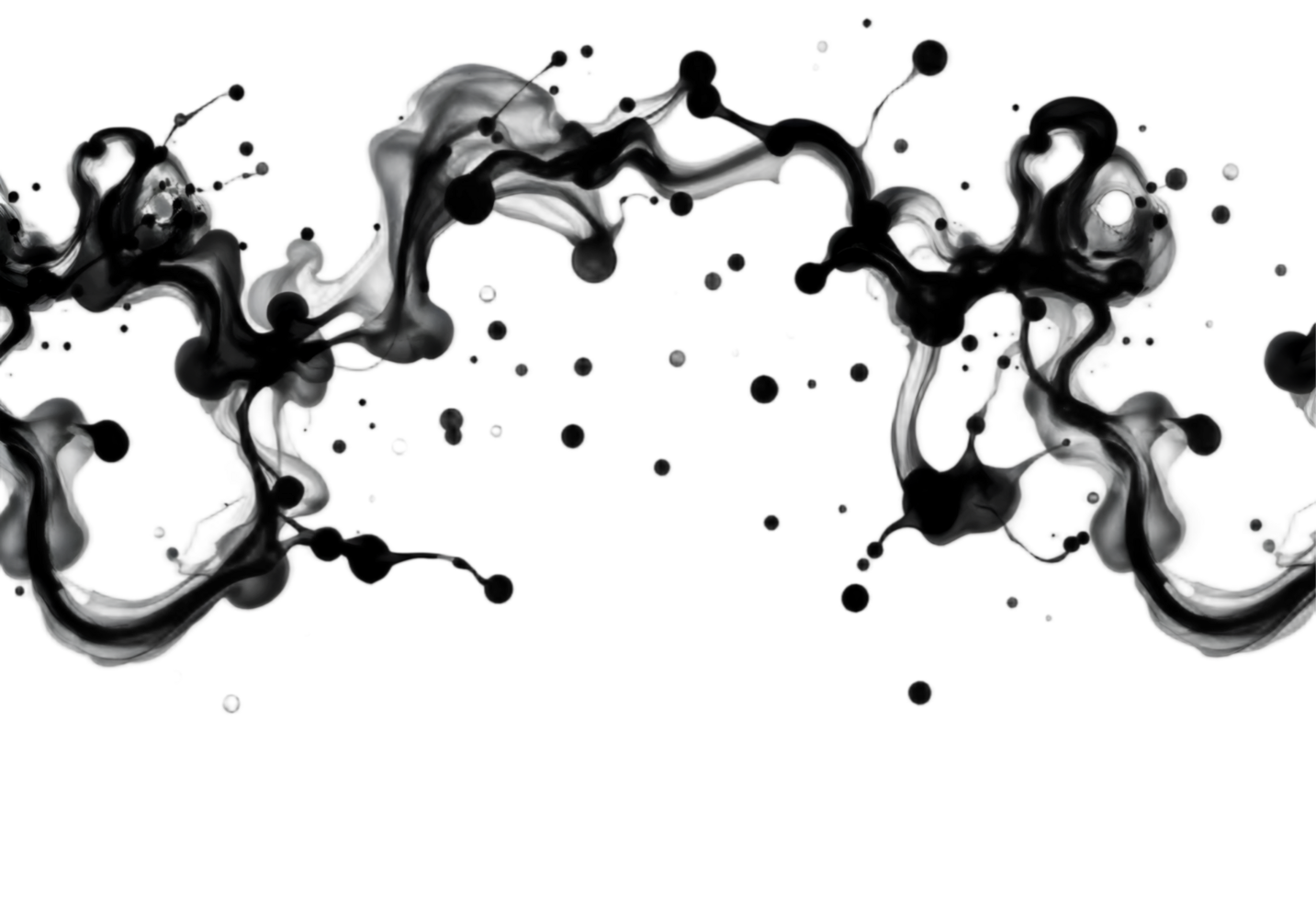 Black ink splashes isolated on transparent background png