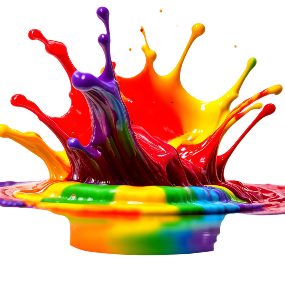 Colored paint splashing isolated on transparent background png