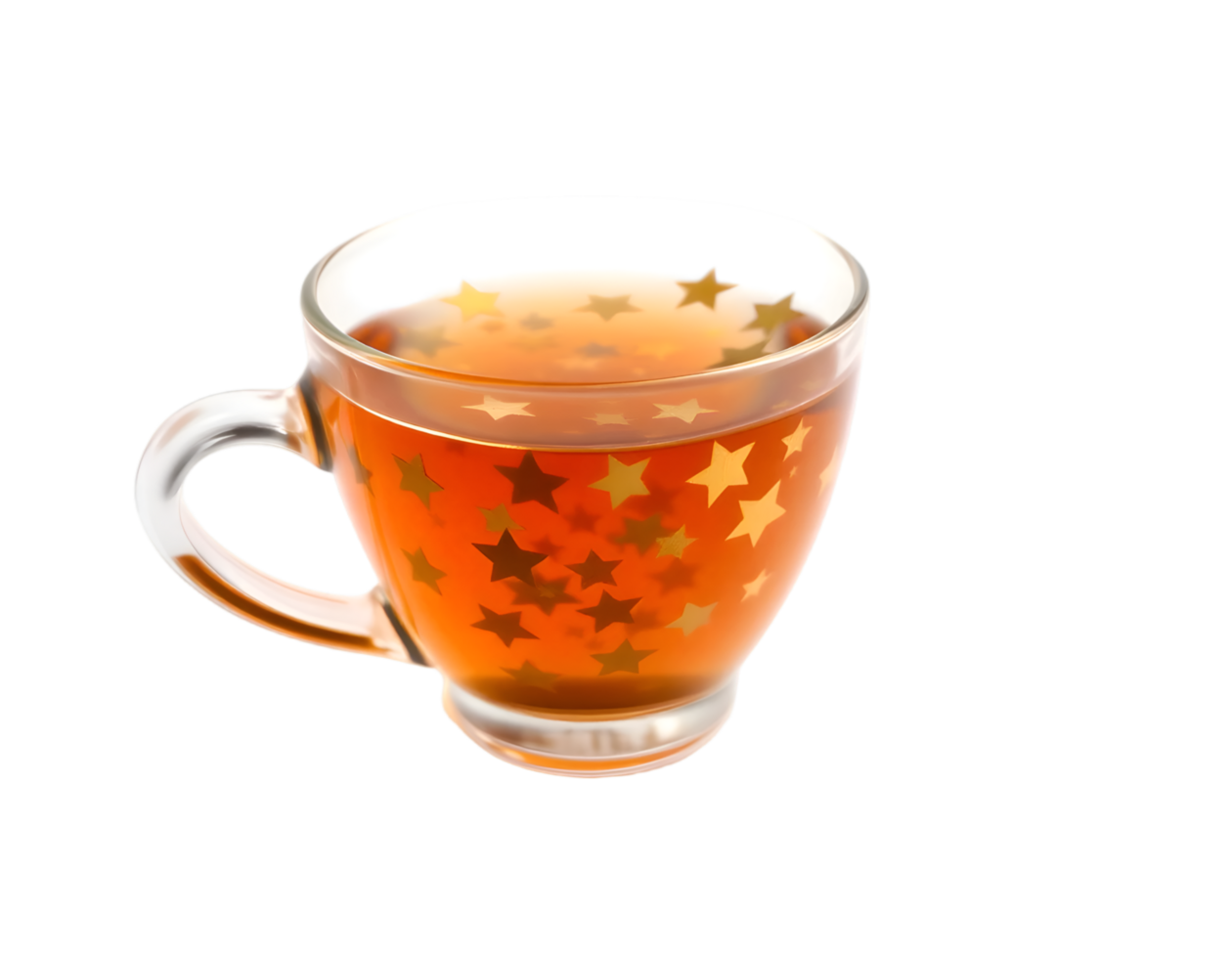 Realistic cup of tea with stars on transparent background png