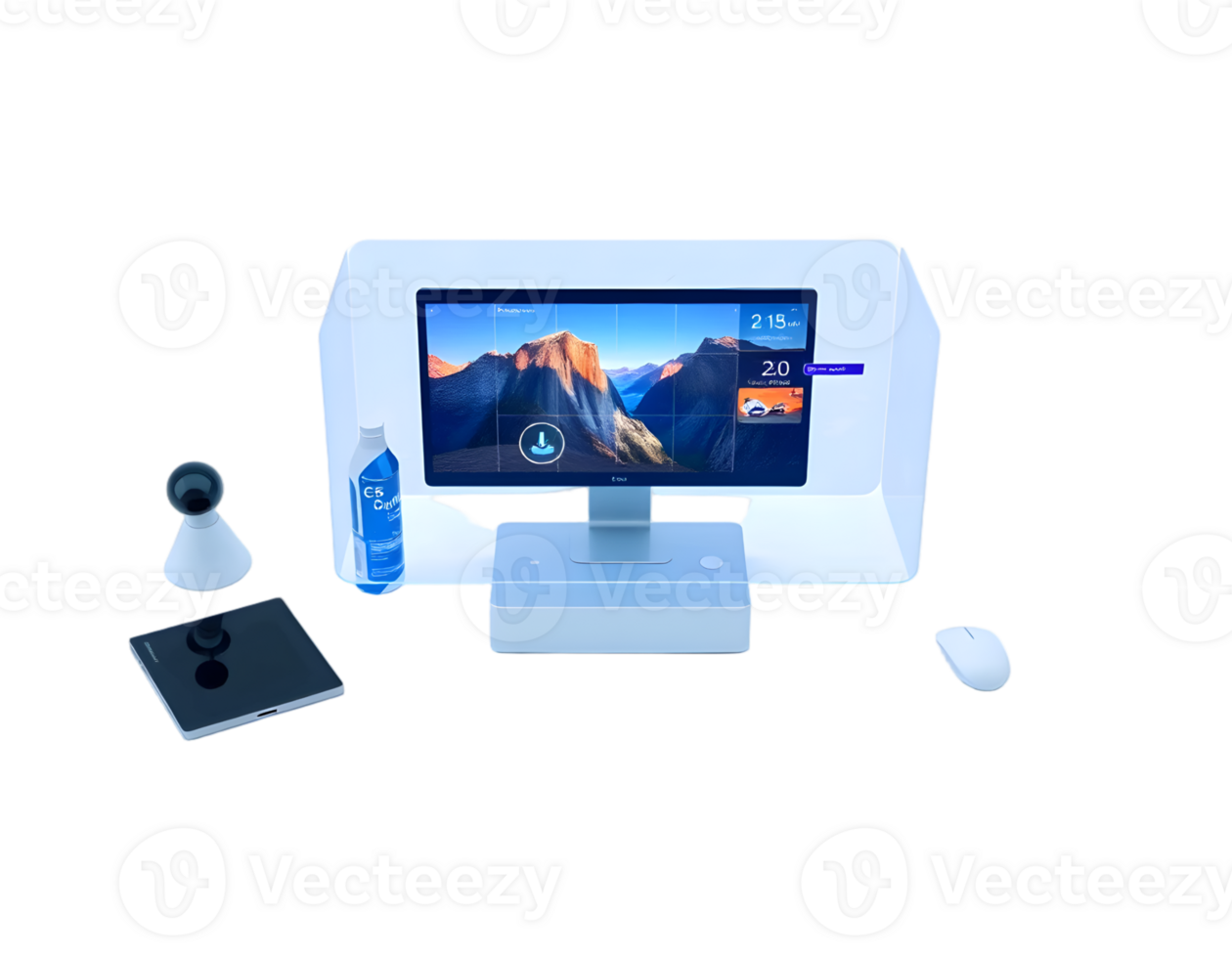 Realistic computer monitor and laptop isolated on transparent background png