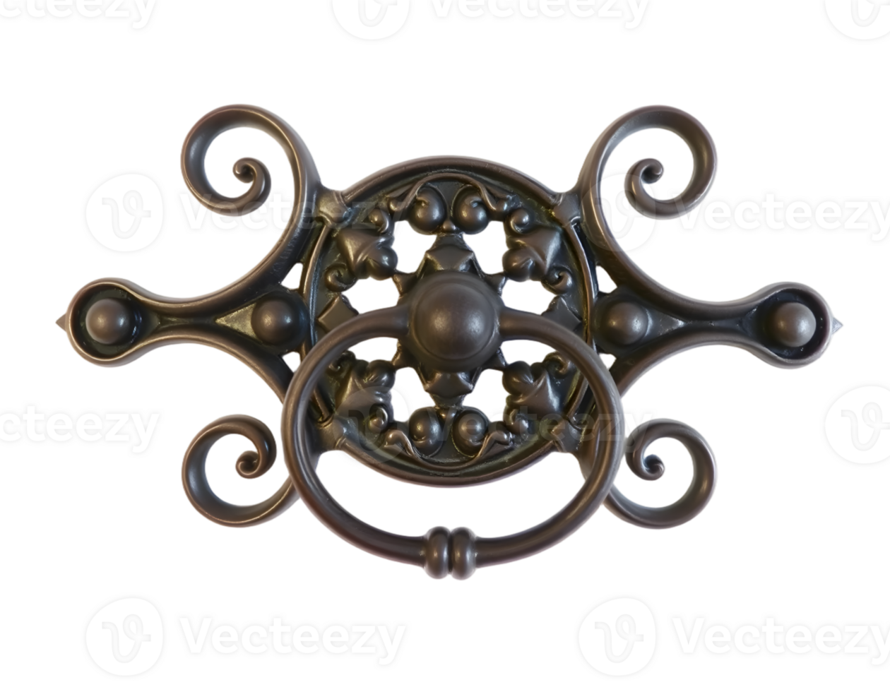 3d render of metal door knocker isolated on transparent background png
