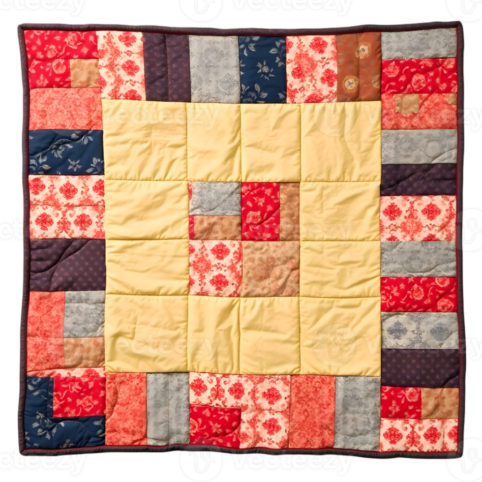Collage of patchwork quilt isolated on a transparent background png