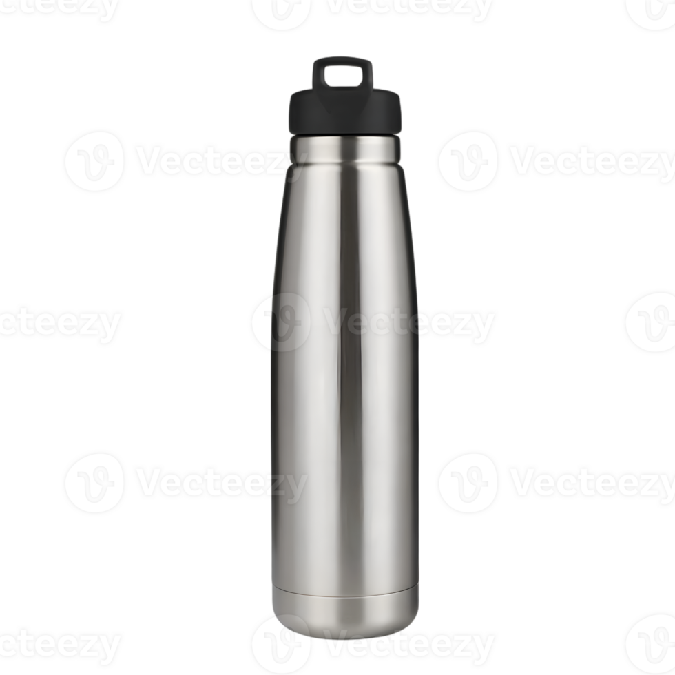 Metallic sport water bottle isolated on a transparent background png