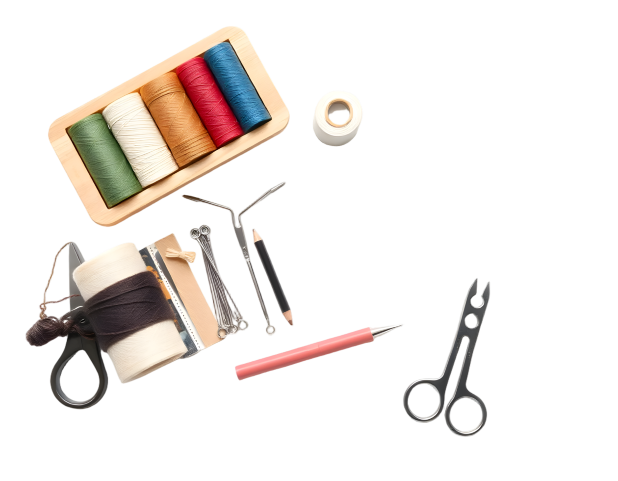 Sewing tools and accessories isolated on transparent background png