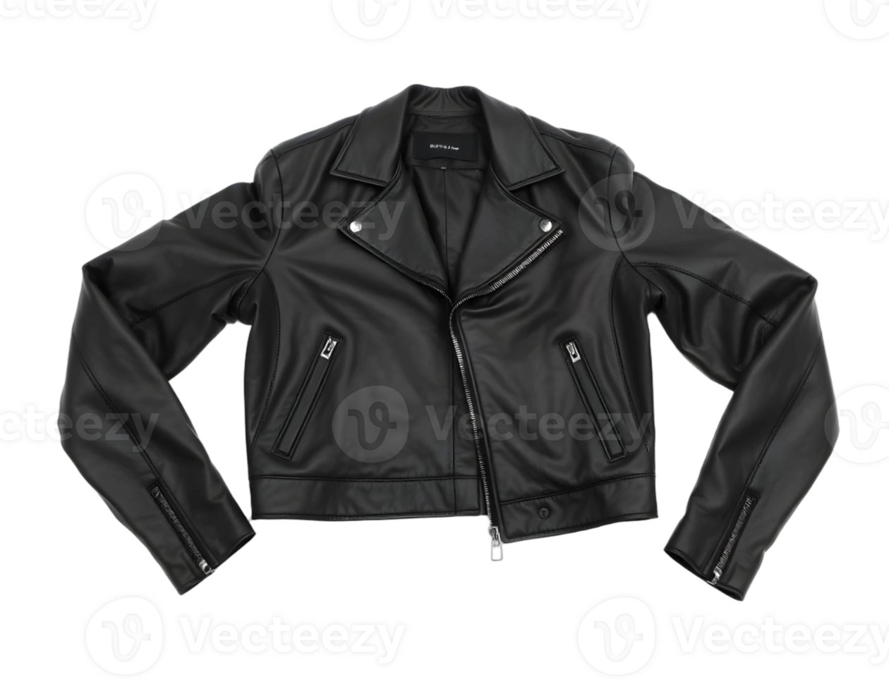 Black leather jacket isolated on transparent background png