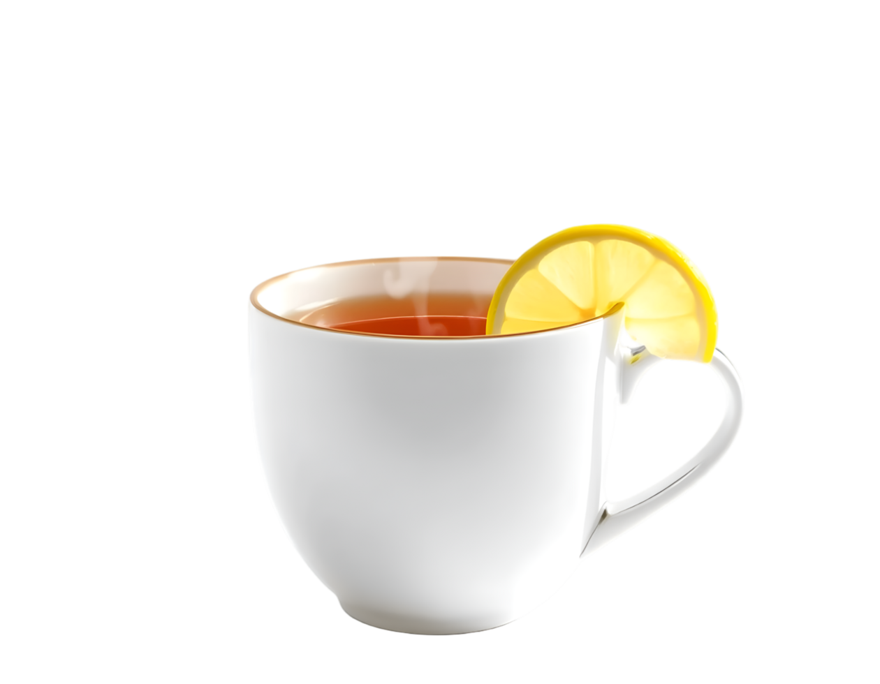 Cup of tea with lemon isolated on transparent background png
