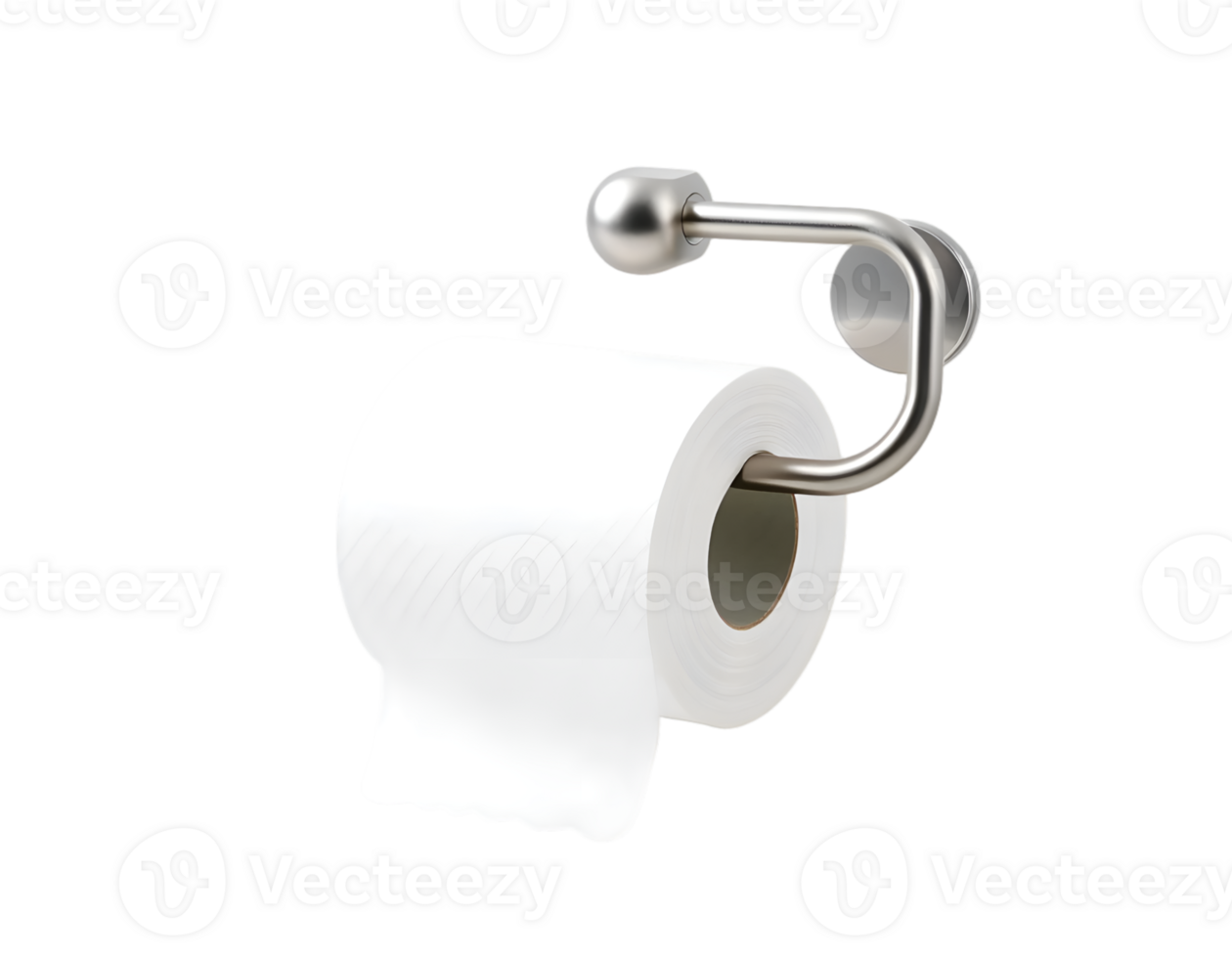 Toilet paper roll on holder isolated on transparent background png
