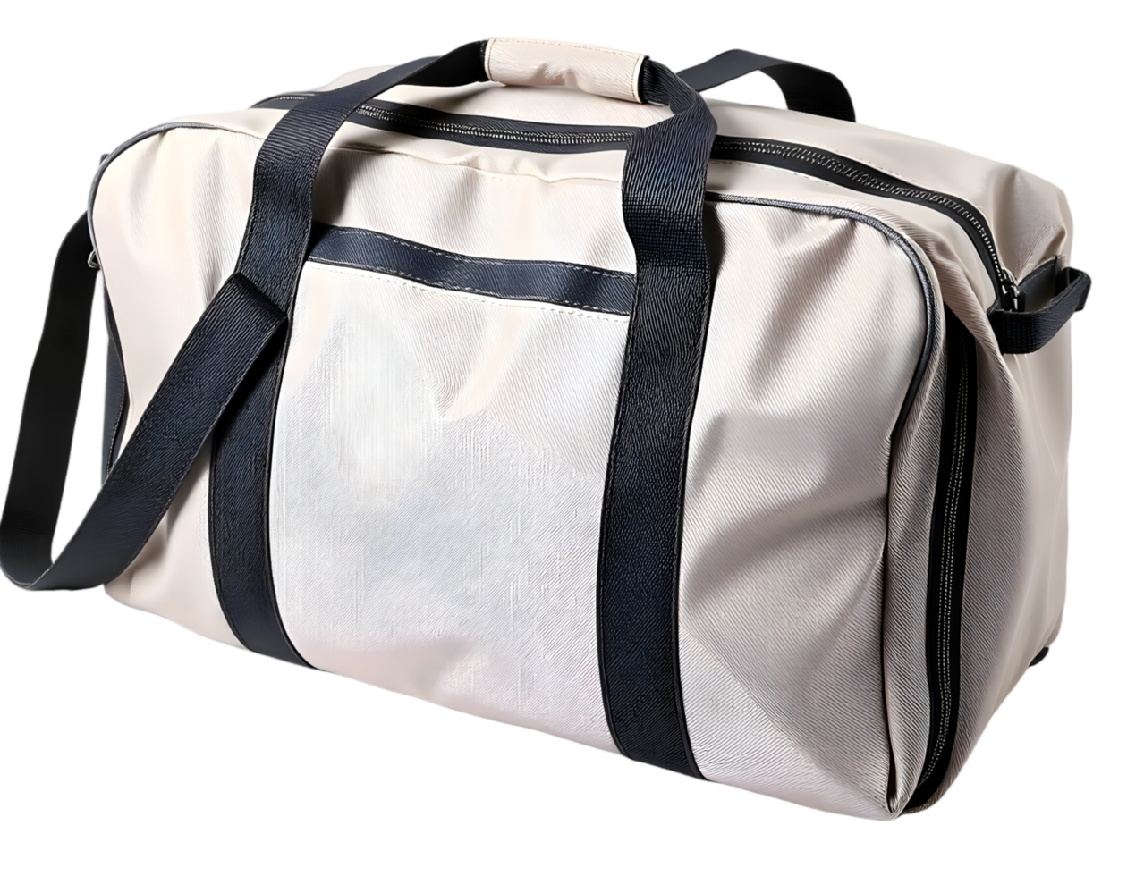 White sport bag with black belt isolated on transparent background png