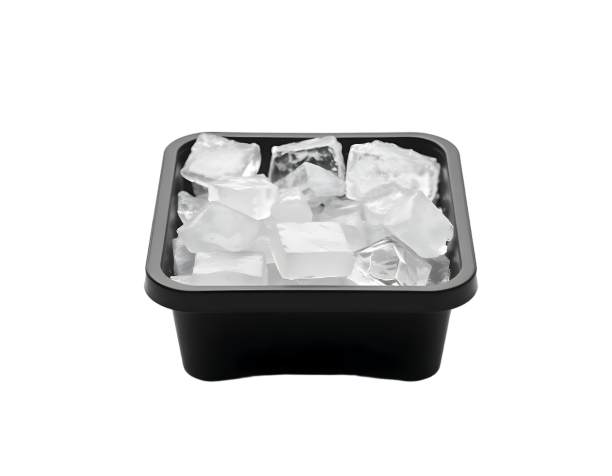 Ice cubes in plastic box isolated on transparent background png
