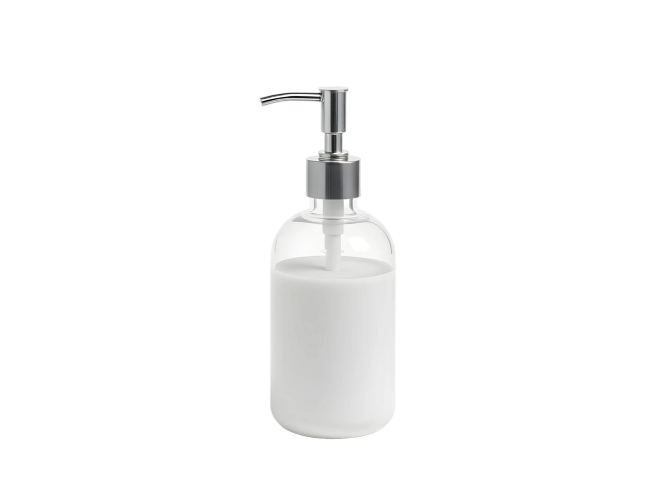 White plastic bottle with liquid soap dispenser isolated on transparent background png