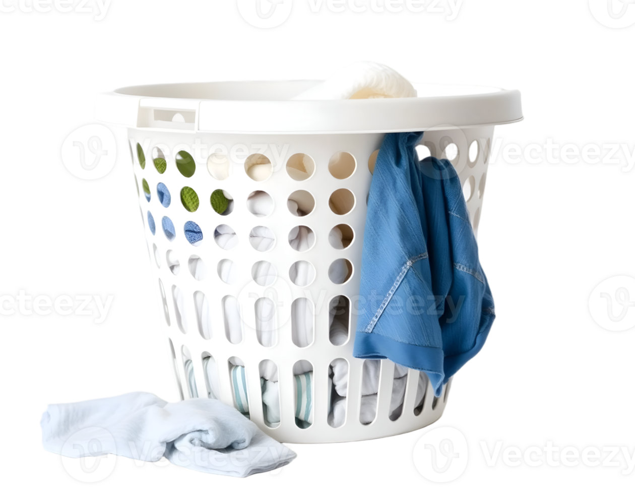 Basket with laundry isolated on transparent background png