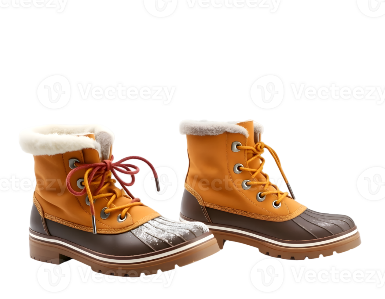 Pair of orange boots isolated on transparent background png