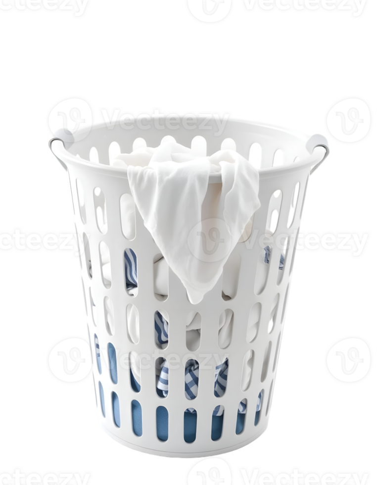 White laundry basket isolated on transparent background png