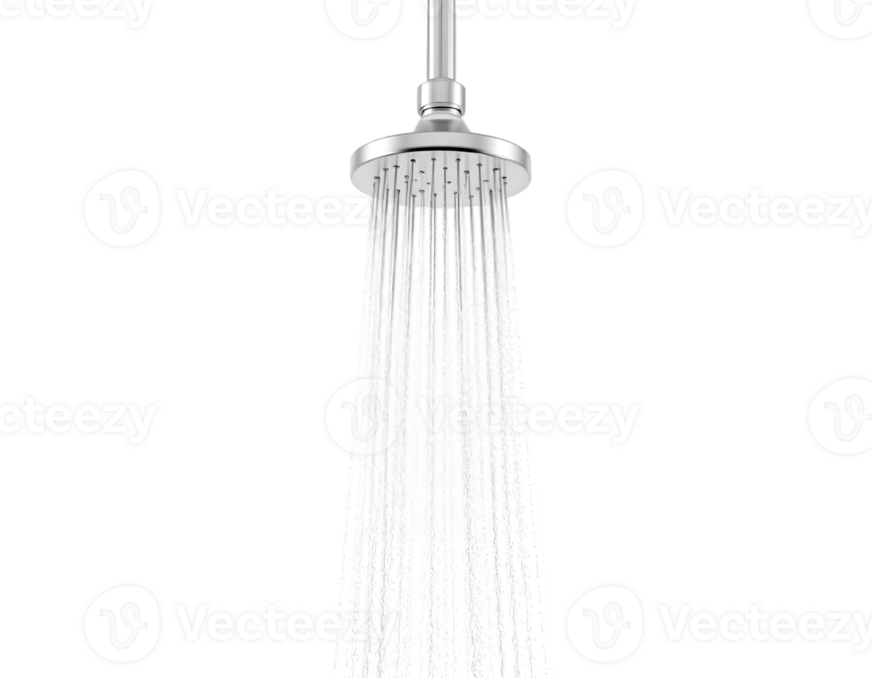 Shower head with running water on transparent background png