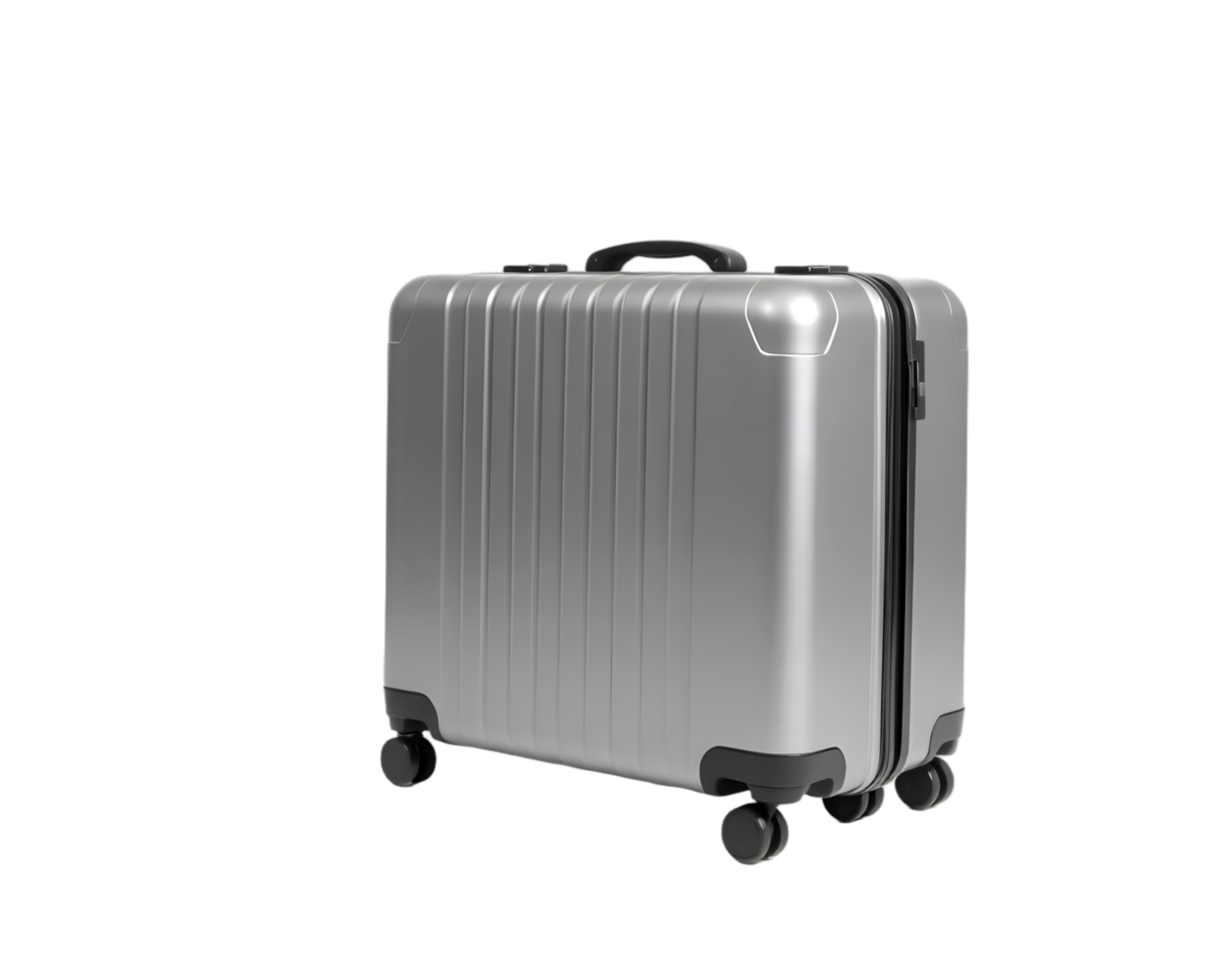 3d rendering of a gray travel suitcase isolated on a transparent background png