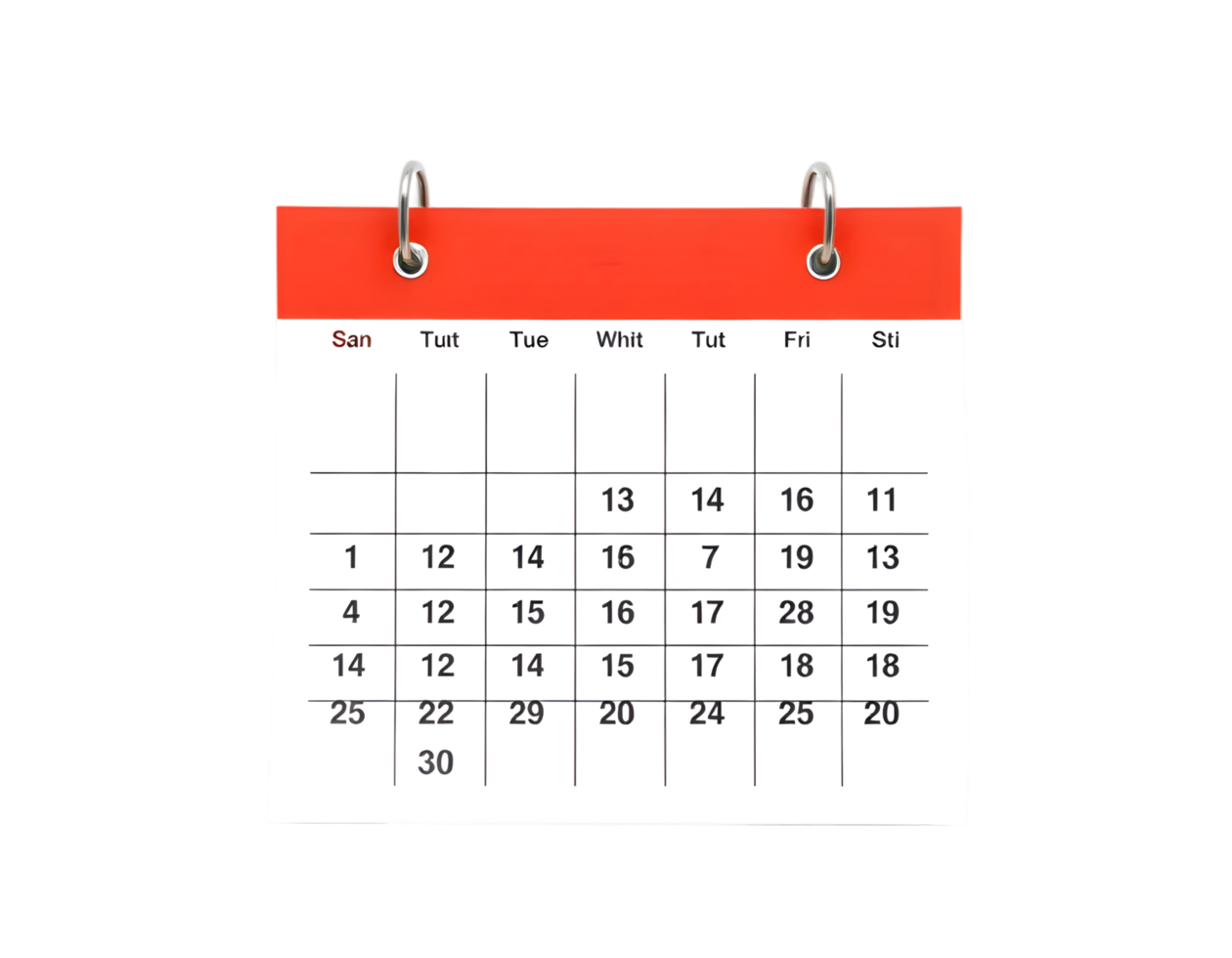 Calendar 2022 isolated on transparent background png