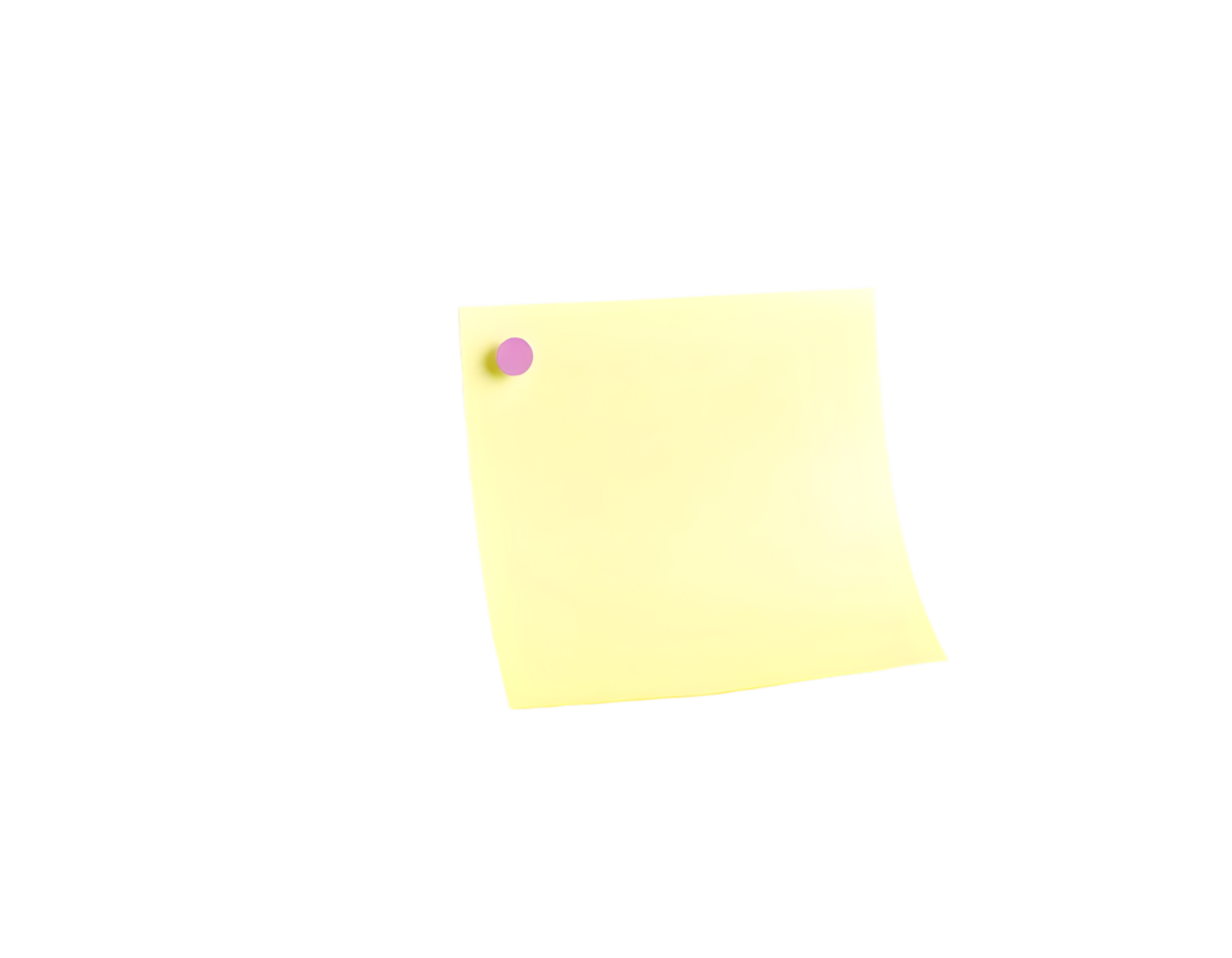 Yellow sticky note with push pin on transparent background png