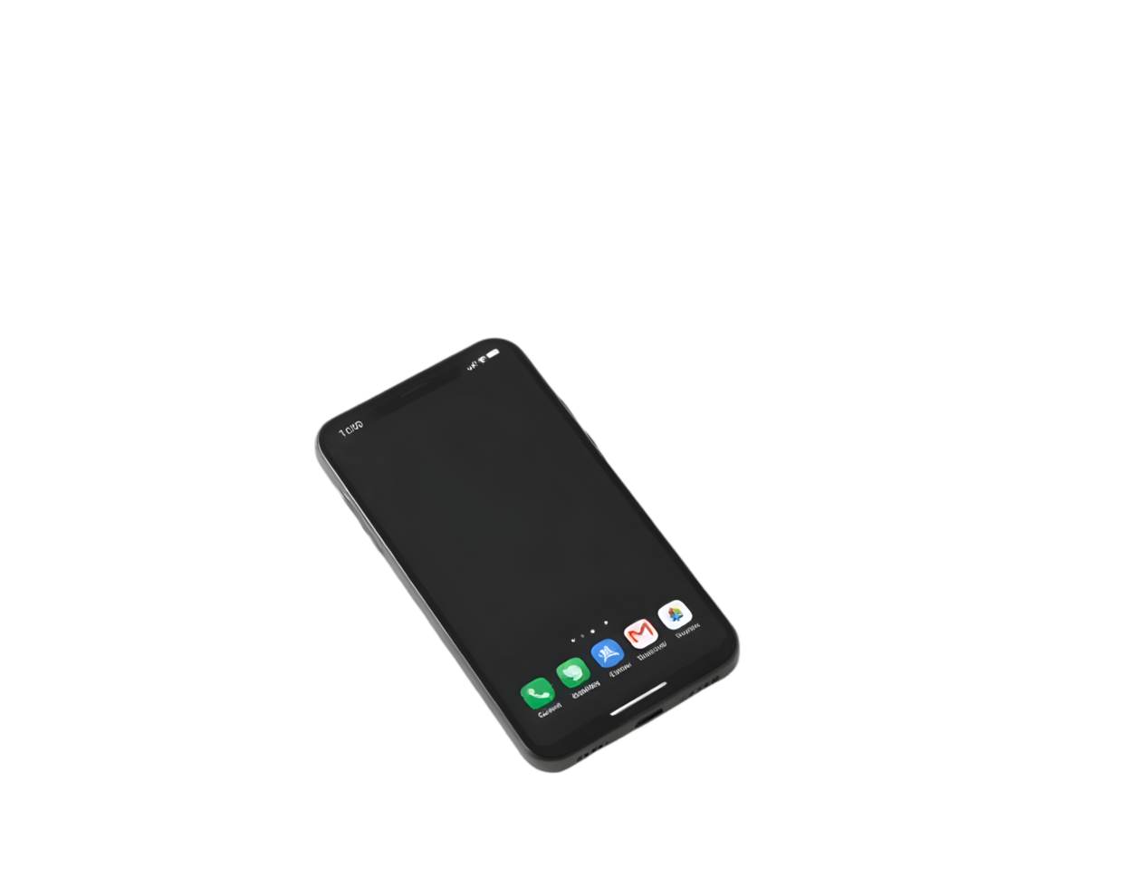 Black smartphone with blank screen, isolated on transparent background png