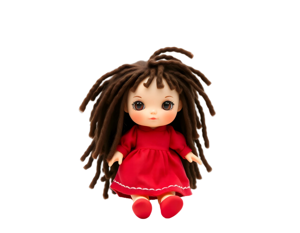 Cute doll with afro dreadlocks isolated on transparent background png